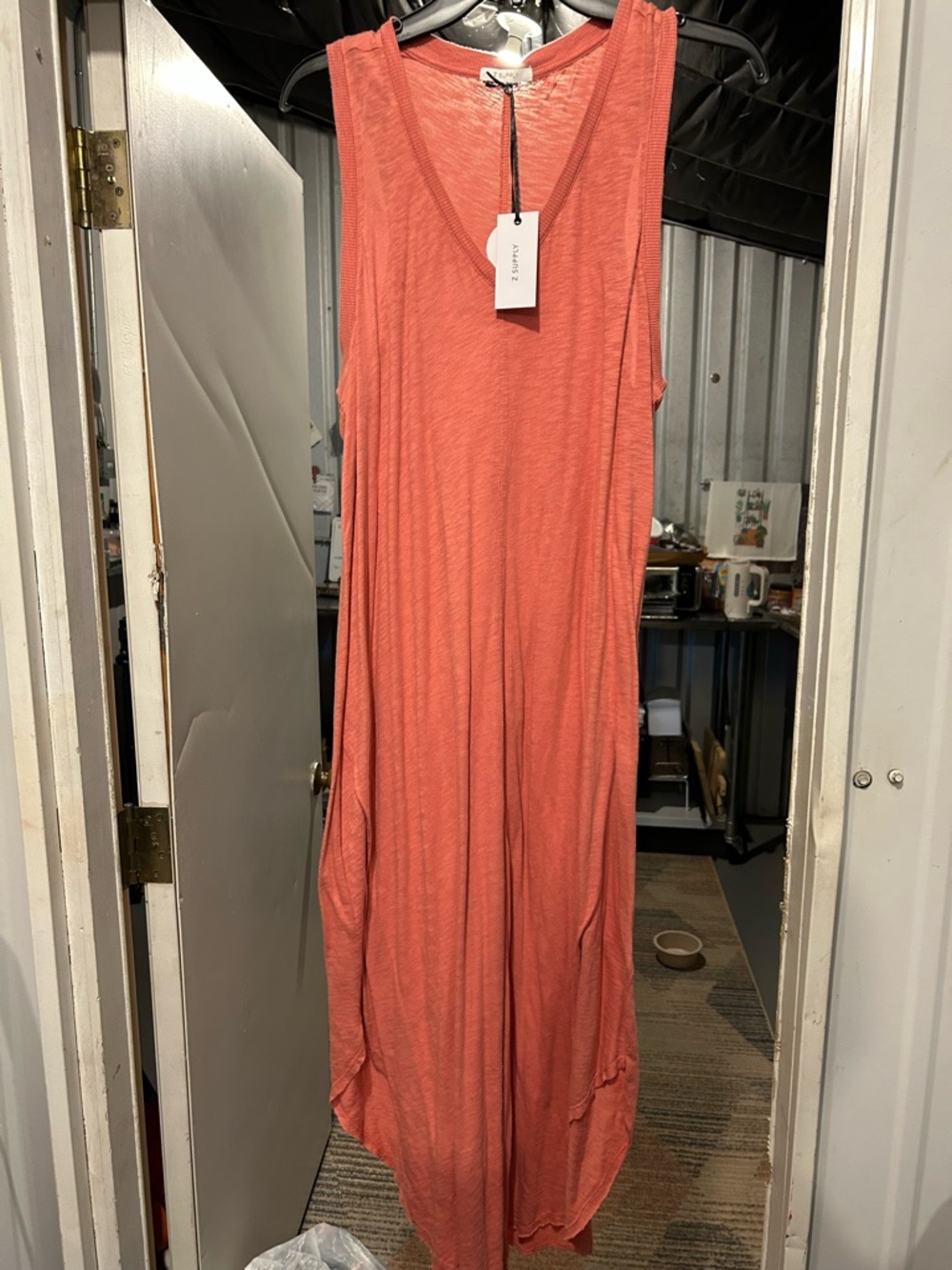 Sleeveless Coral Maxi Dress 100% cotton